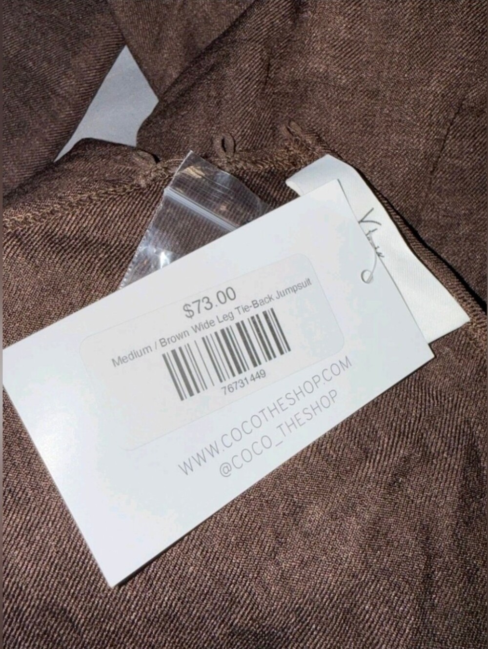 Wide-Leg Back-Tie Jumpsuit in Chocolate Brown - Picture 10 of 11